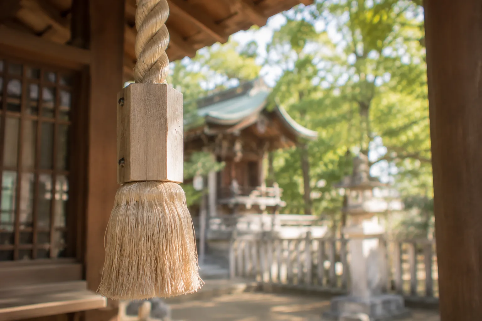 神社の鈴緒を写した七五三参拝の参考イメージ
