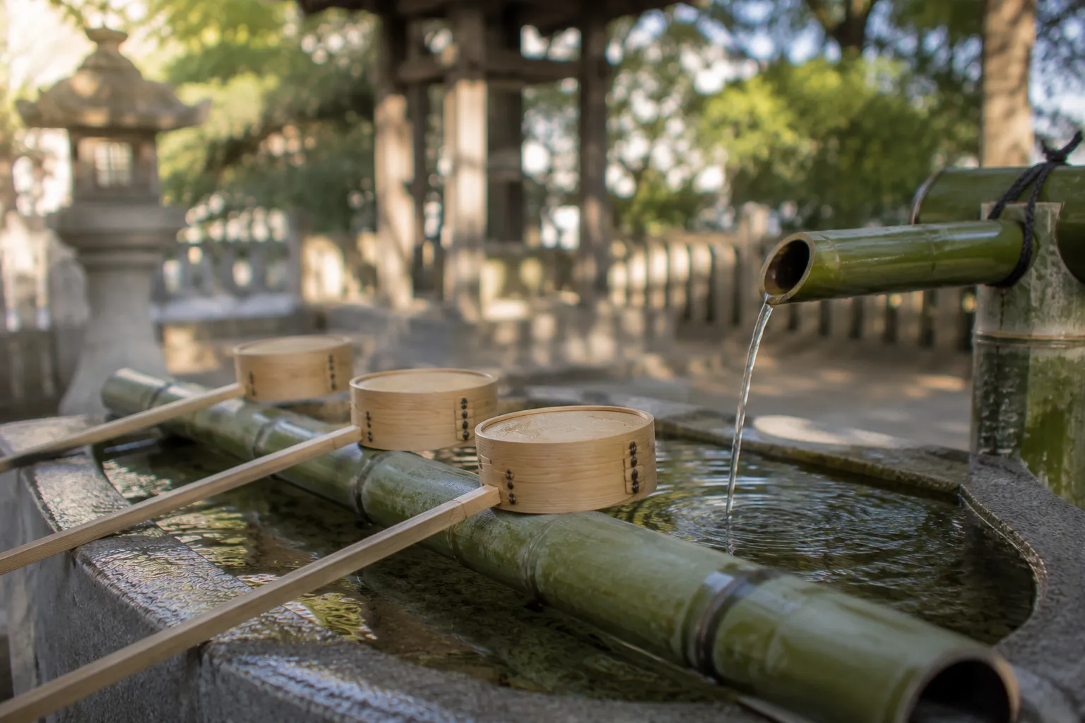 神社の手水舎を写した七五三参拝の参考イメージ
