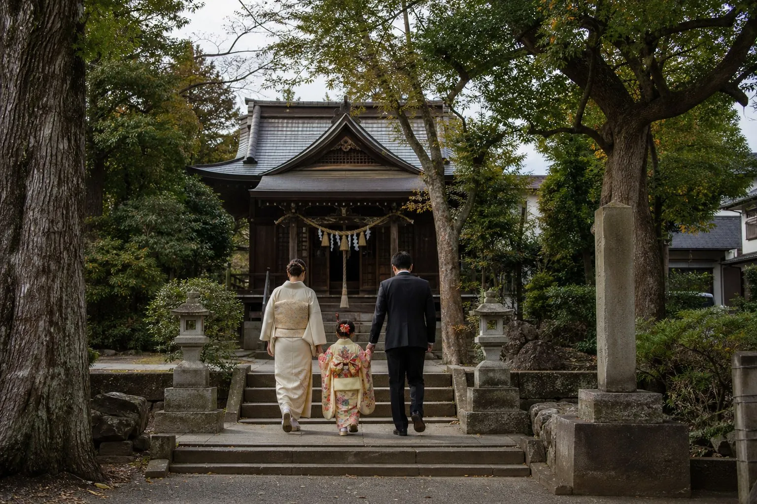 市川の地域神社へ七五三参拝する家族のイメージ（生成イメージ）