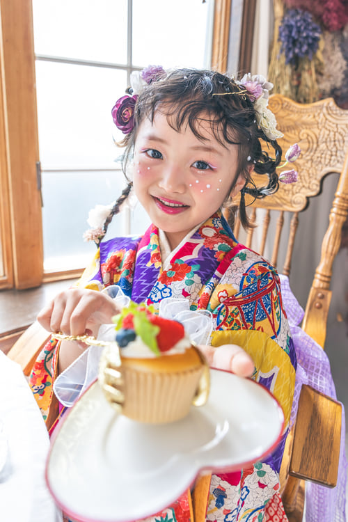 アフタヌーンティーで撮影した七五三ポートレート