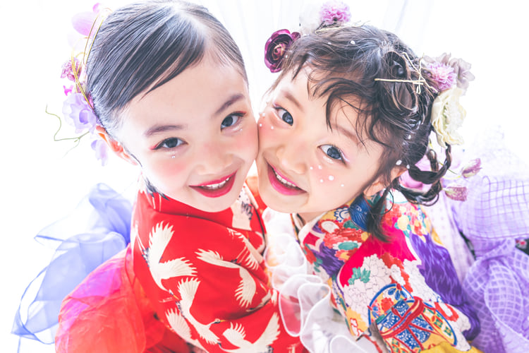 あさのたいようで撮影した七五三の二人写真
