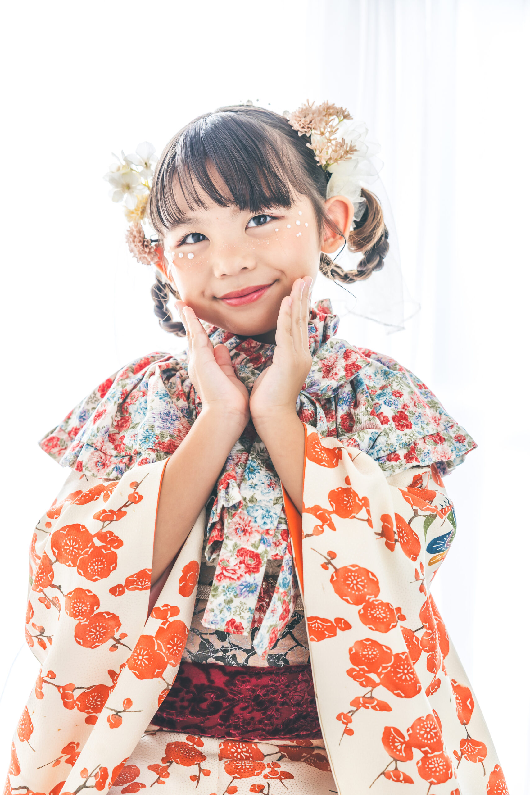 レースと花飾りを合わせた101 STYLEの七五三写真